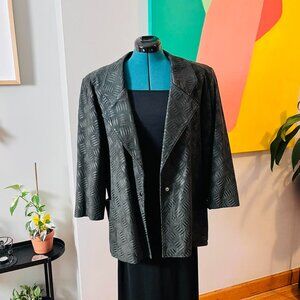 HOLIDAY SALE 50% OFF! // Vintage Embossed Dark Green Leather Jacket